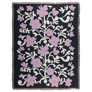 Pentik Ruusumalva Dark Grey / Pink Jacquard Throw Blanket