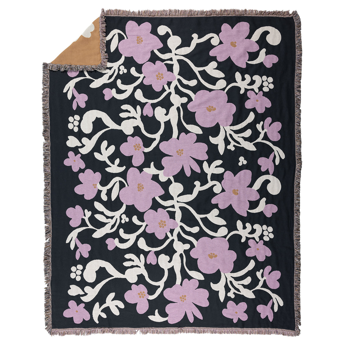 Pentik Ruusumalva Dark Grey / Pink Jacquard Throw Blanket