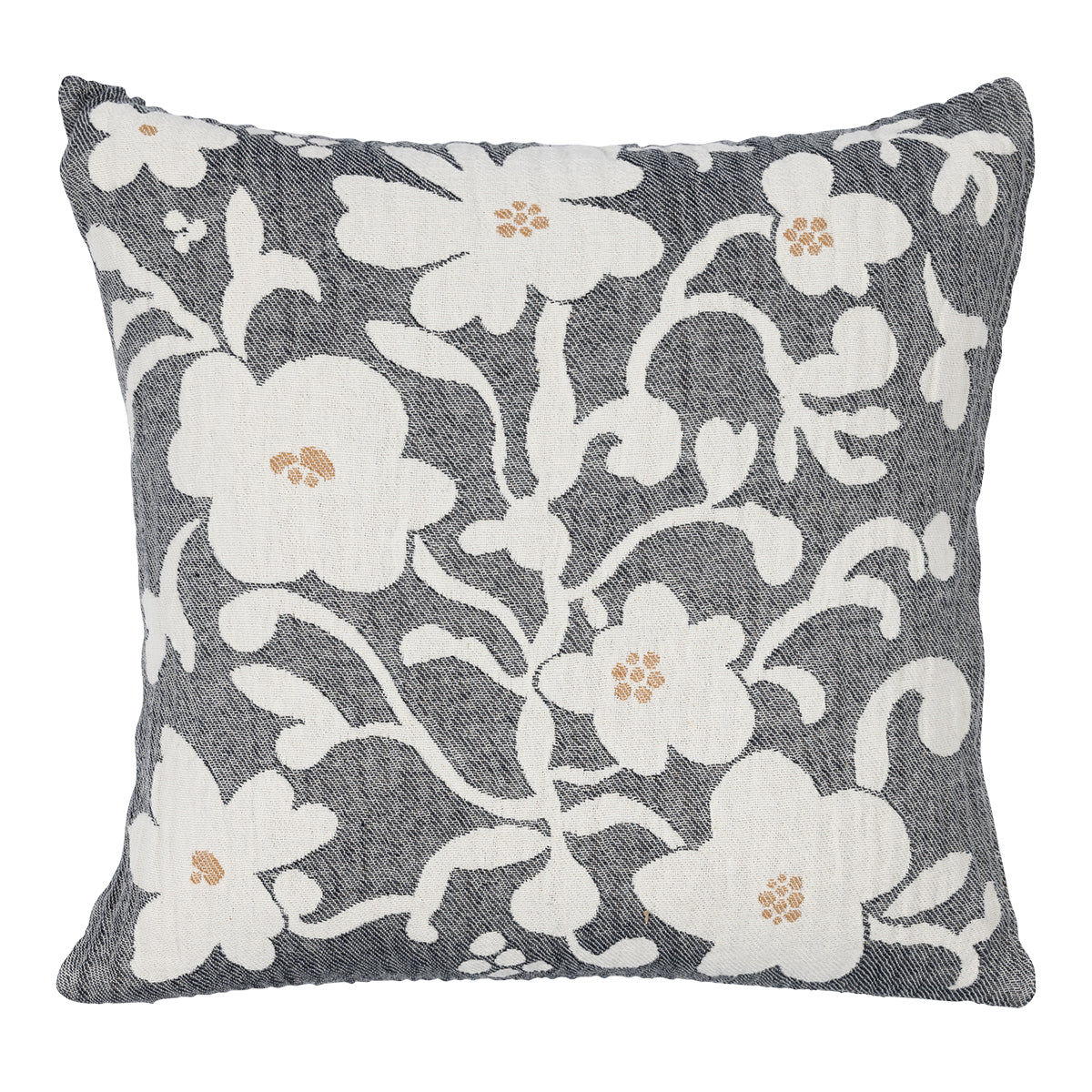 Pentik Ruusumalva Dark Grey / Off White / Brown Jacquard Throw Pillow