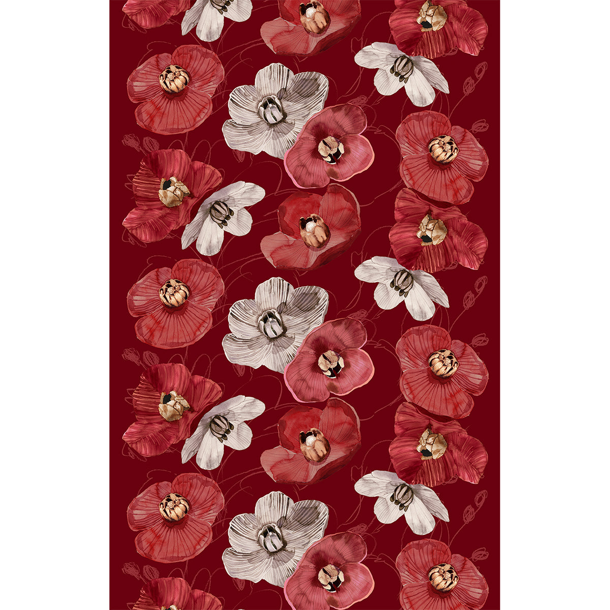 Pentik Haave Red Cotton Sateen Fabric