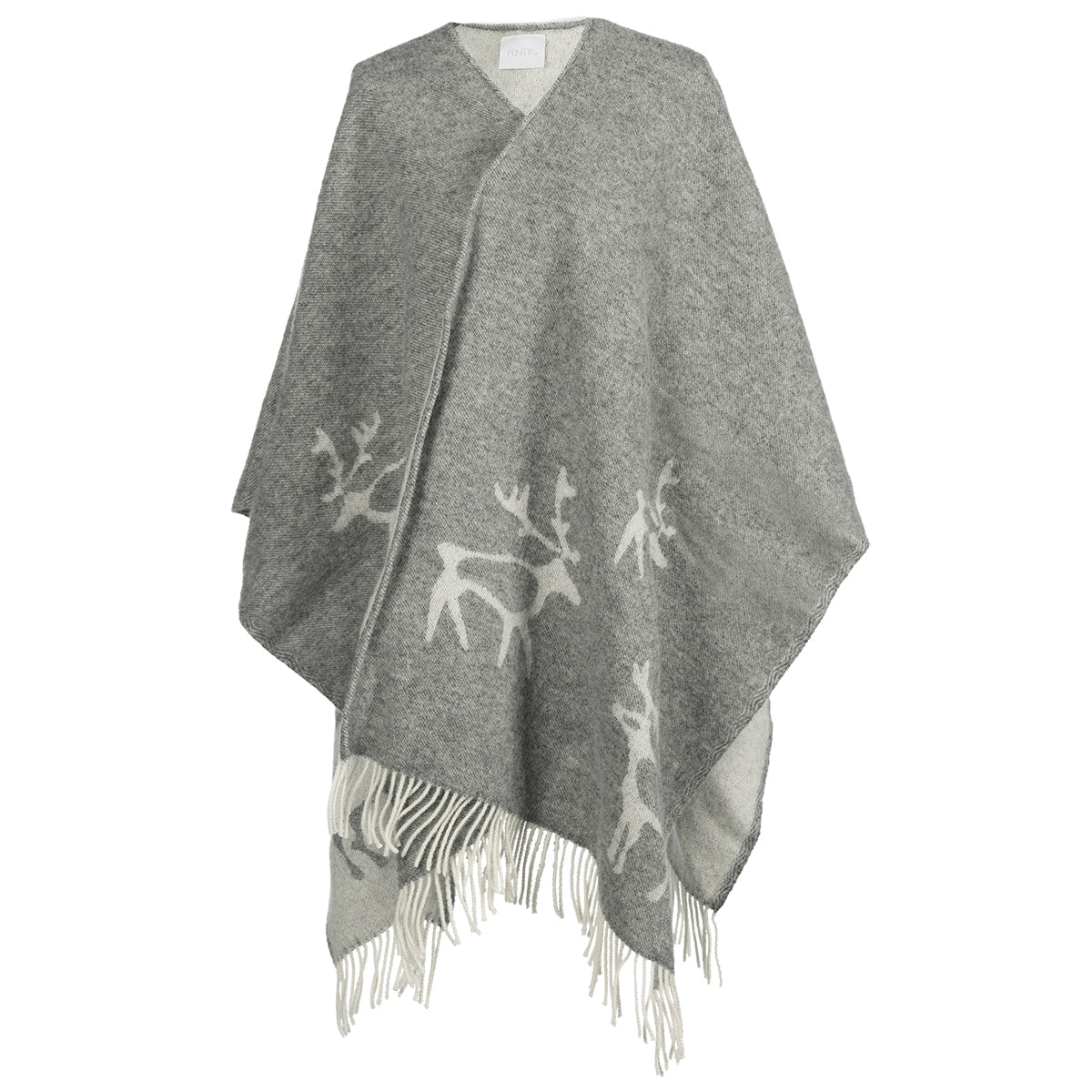 Pentik Saaga Grey / Off White Wool Poncho