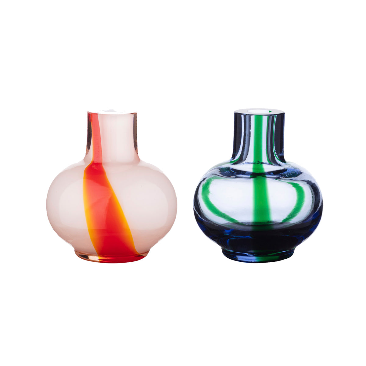 Marimekko White / Red / Green Mini Glass Vases - Set of 2