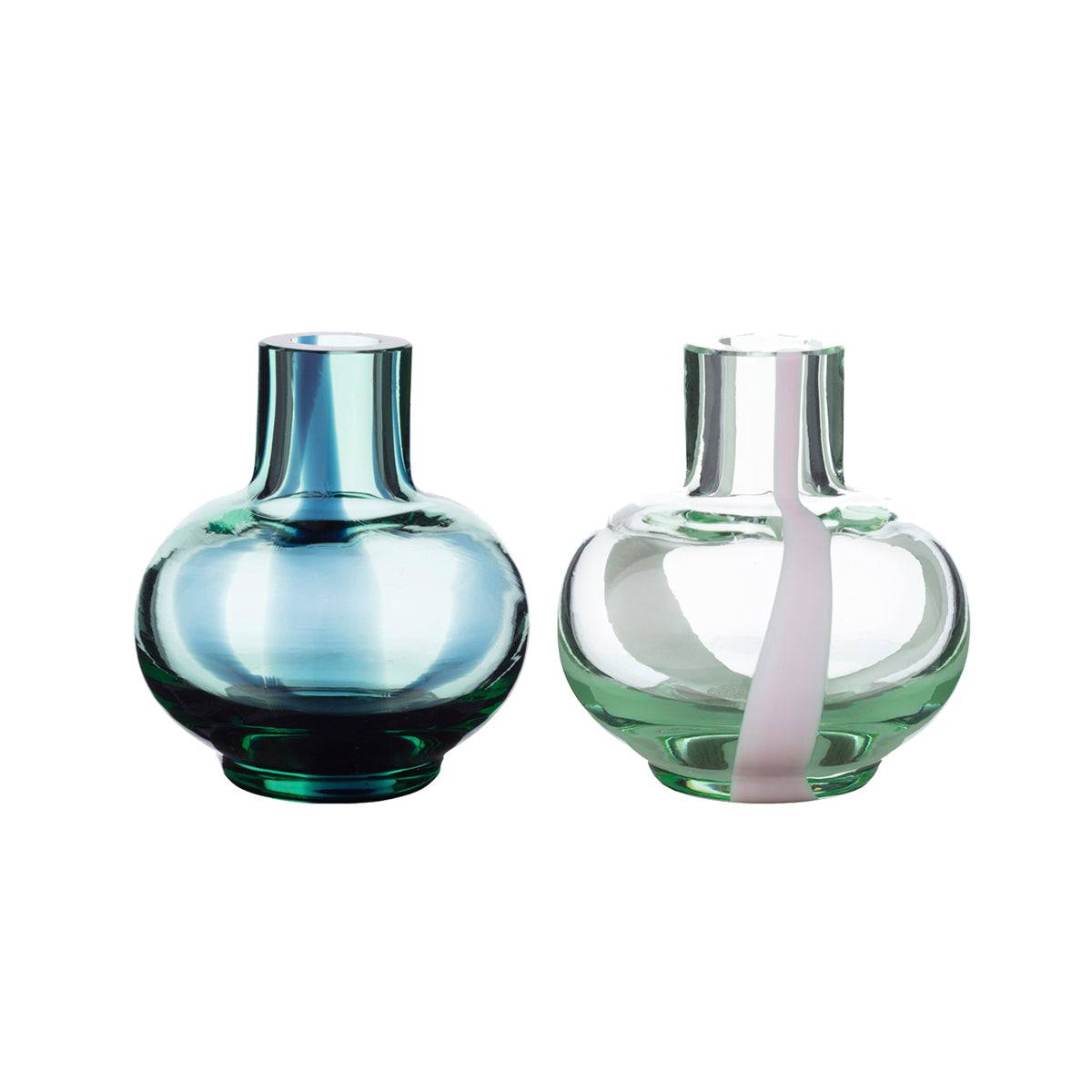 Marimekko Green / Pink / Dark Blue Mini Glass Vases - Set of 2