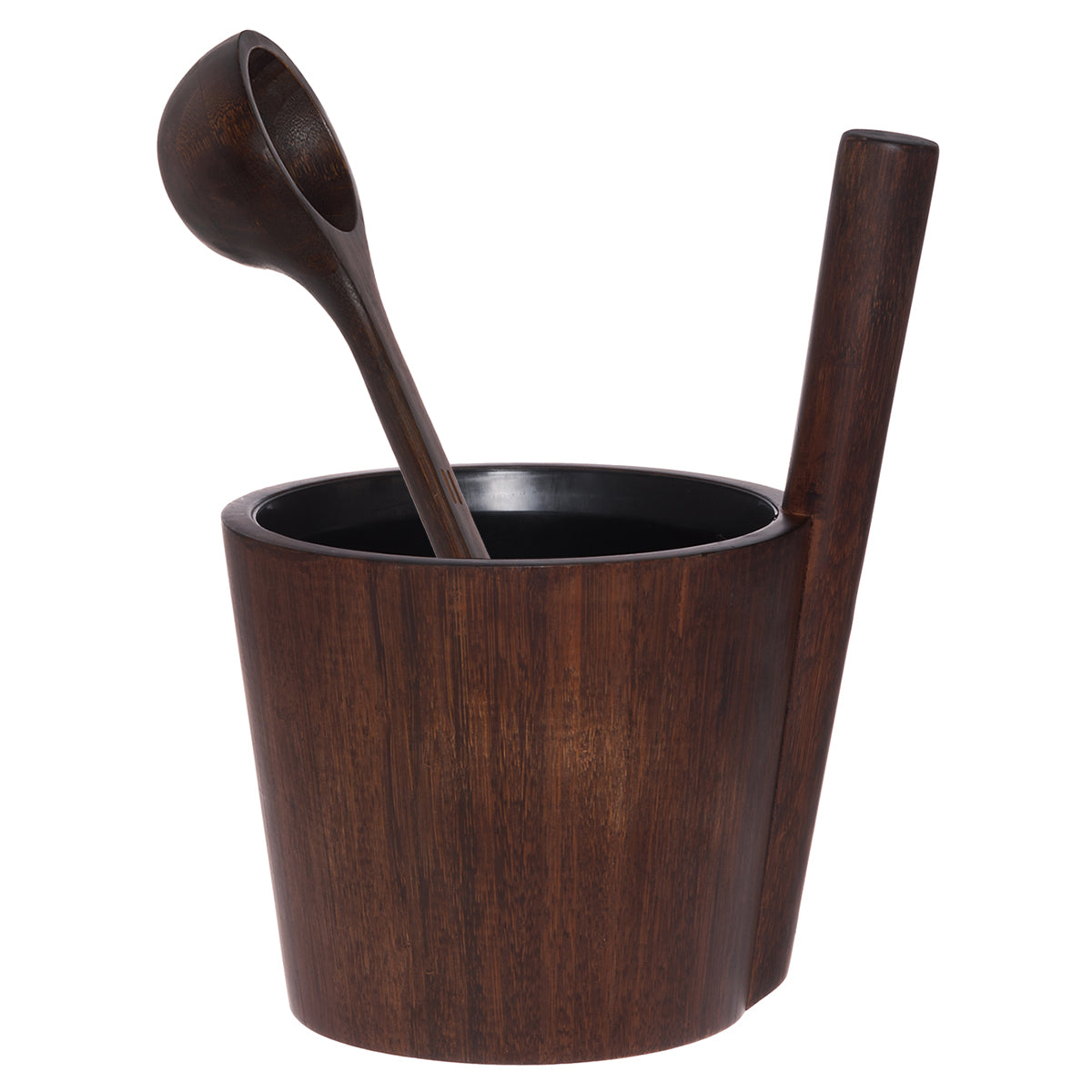 Rento Bamboo Dark Brown / Black Sauna Bucket & Ladle Set
