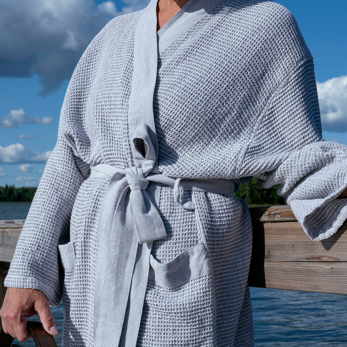 Rento Kenno Light Grey / White Bathrobe