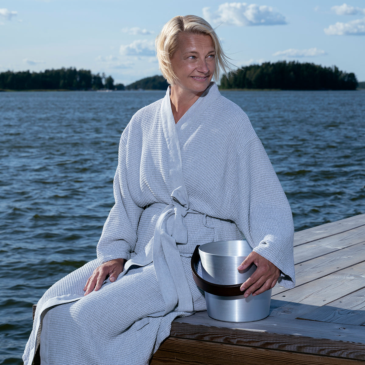 Rento Kenno Light Grey / White Bathrobe