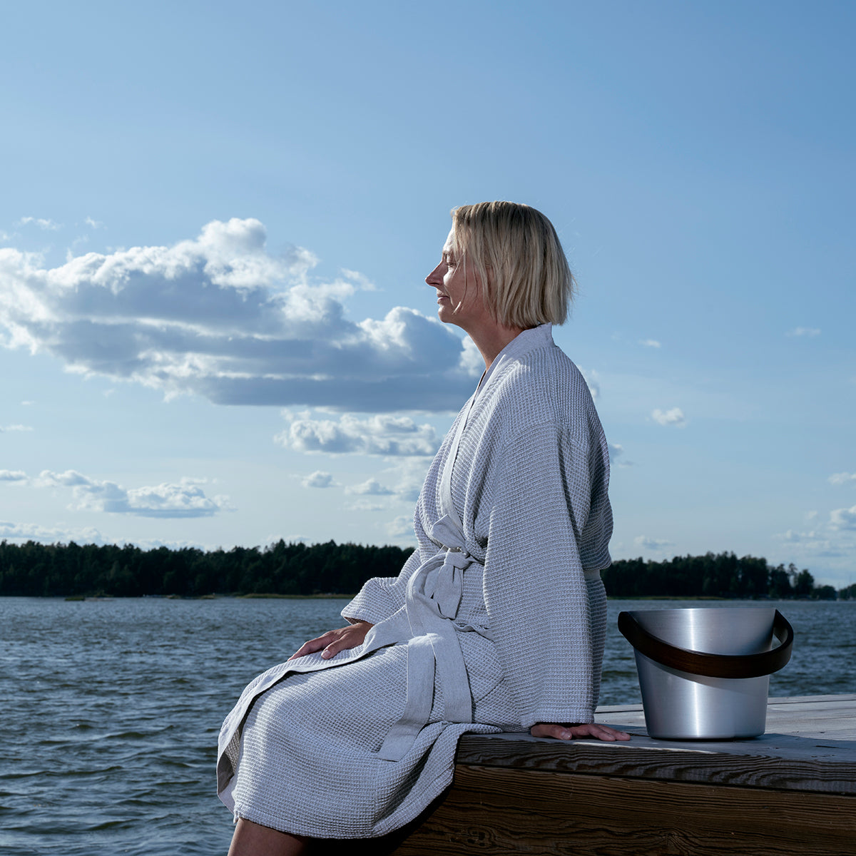 Rento Kenno Light Grey / White Bathrobe