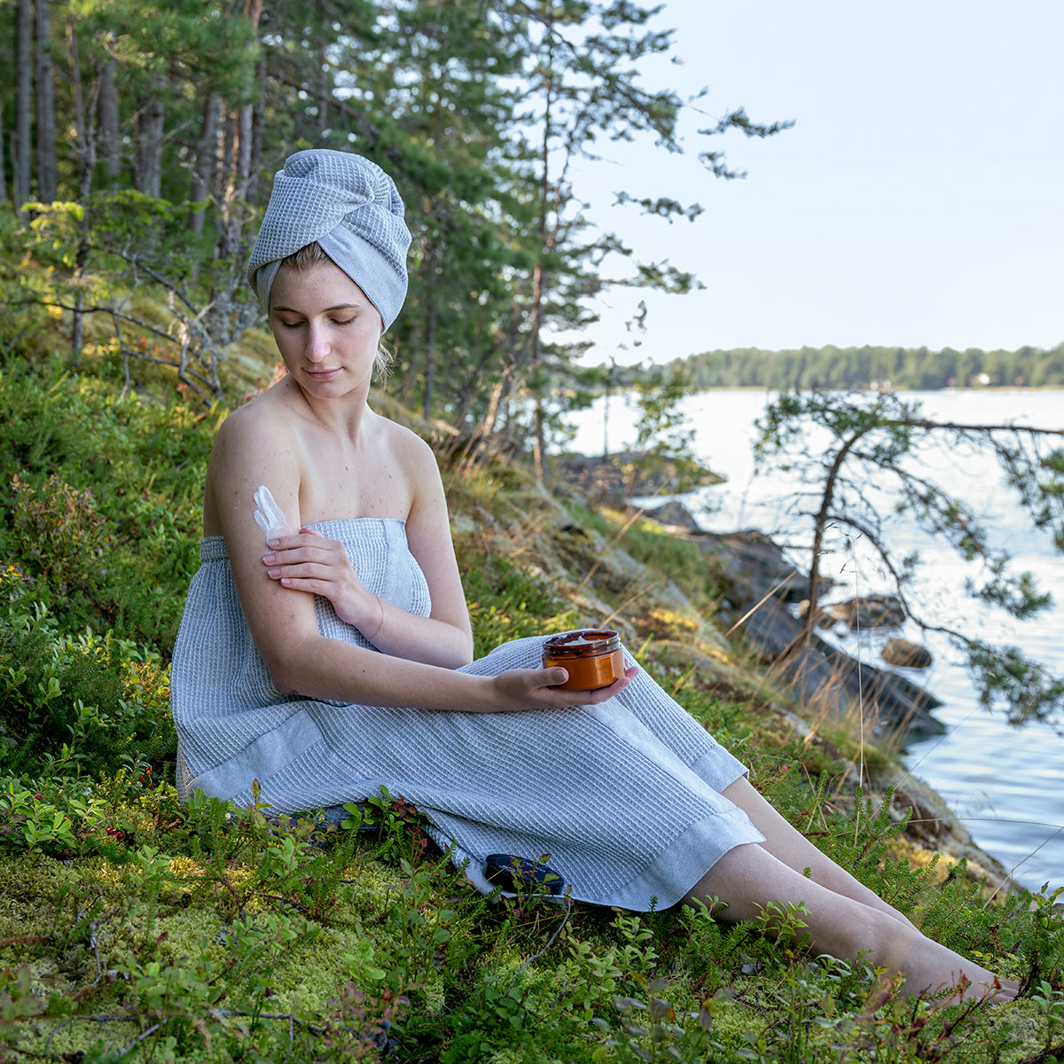 Rento Kenno Light Grey / White Sauna Hair Towel