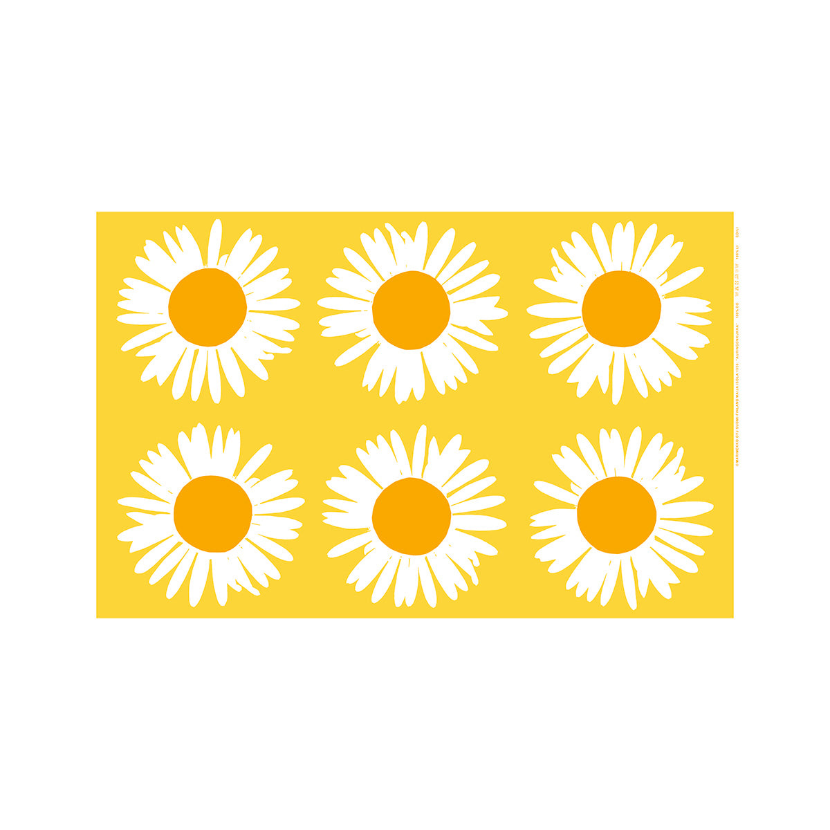 Marimekko Auringonkukka Yellow / White Acrylic Coated Cotton Fabric Repeat