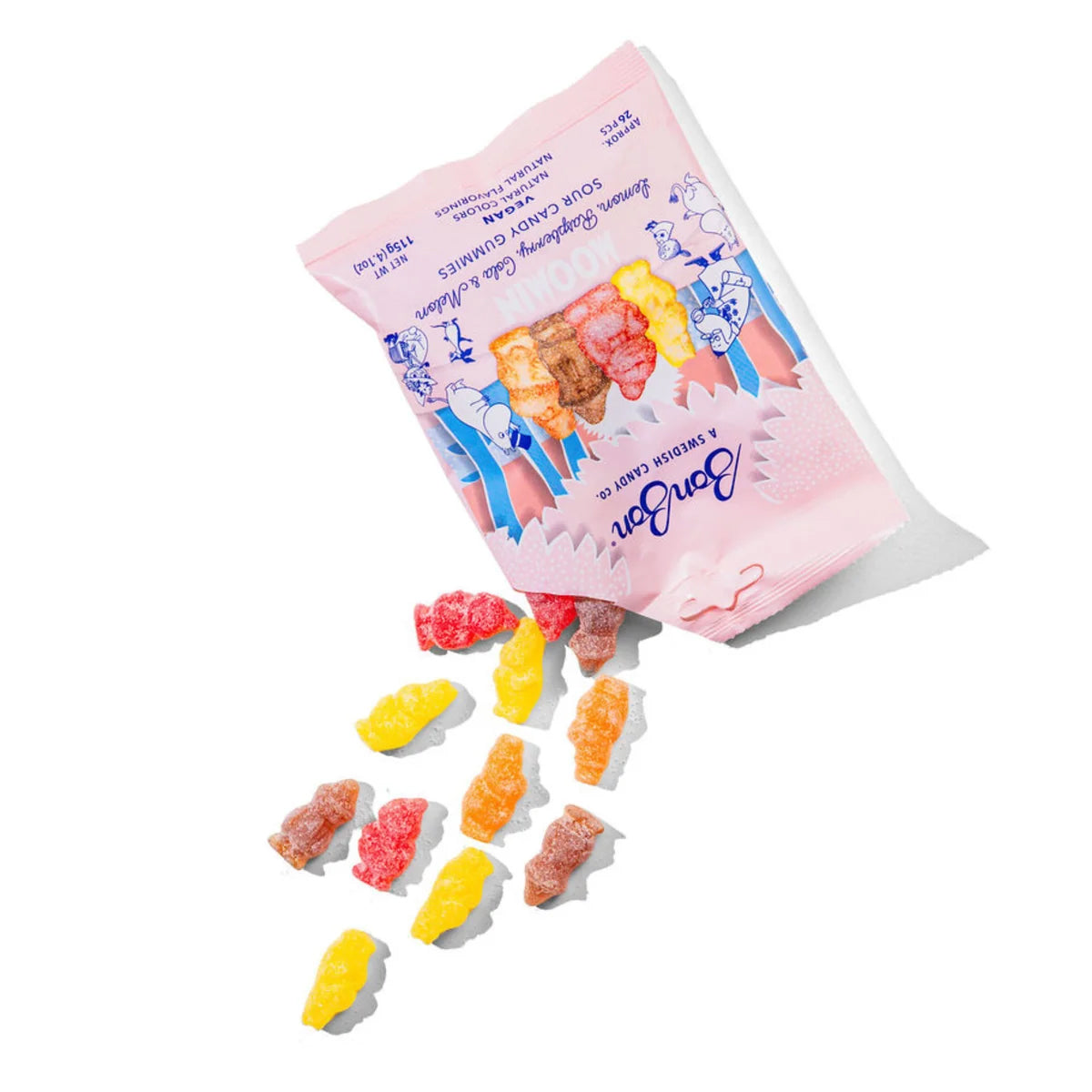 BonBon Moomin Lemon, Raspberry, Cola & Lemon Sour Candy Gummies - 4 oz