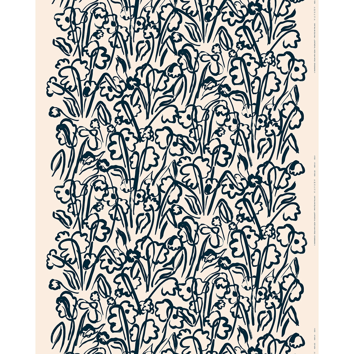 Marimekko Ensikukat Cream / Dark Blue Linen Fabric