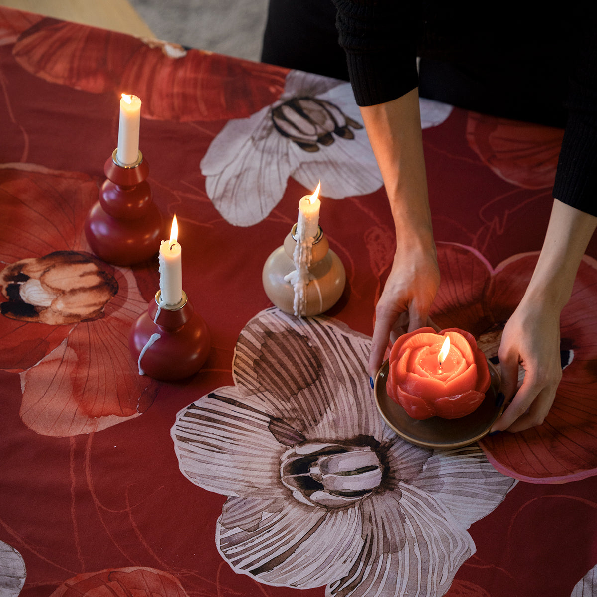 Pentik Haave Red Cotton Sateen Tablecloth