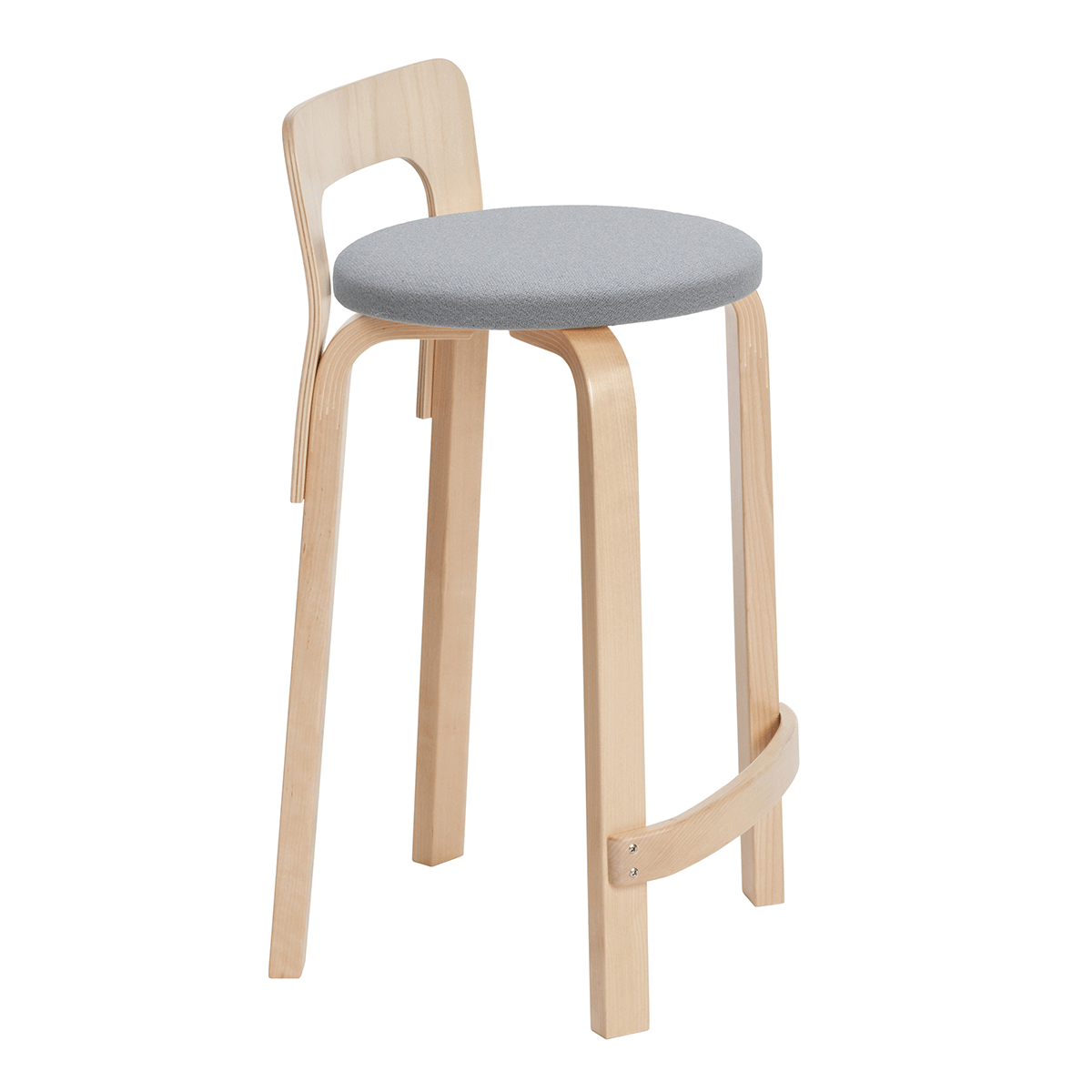 Artek K65 - Low Back Stool - Birch Legs with Upholstered Seat