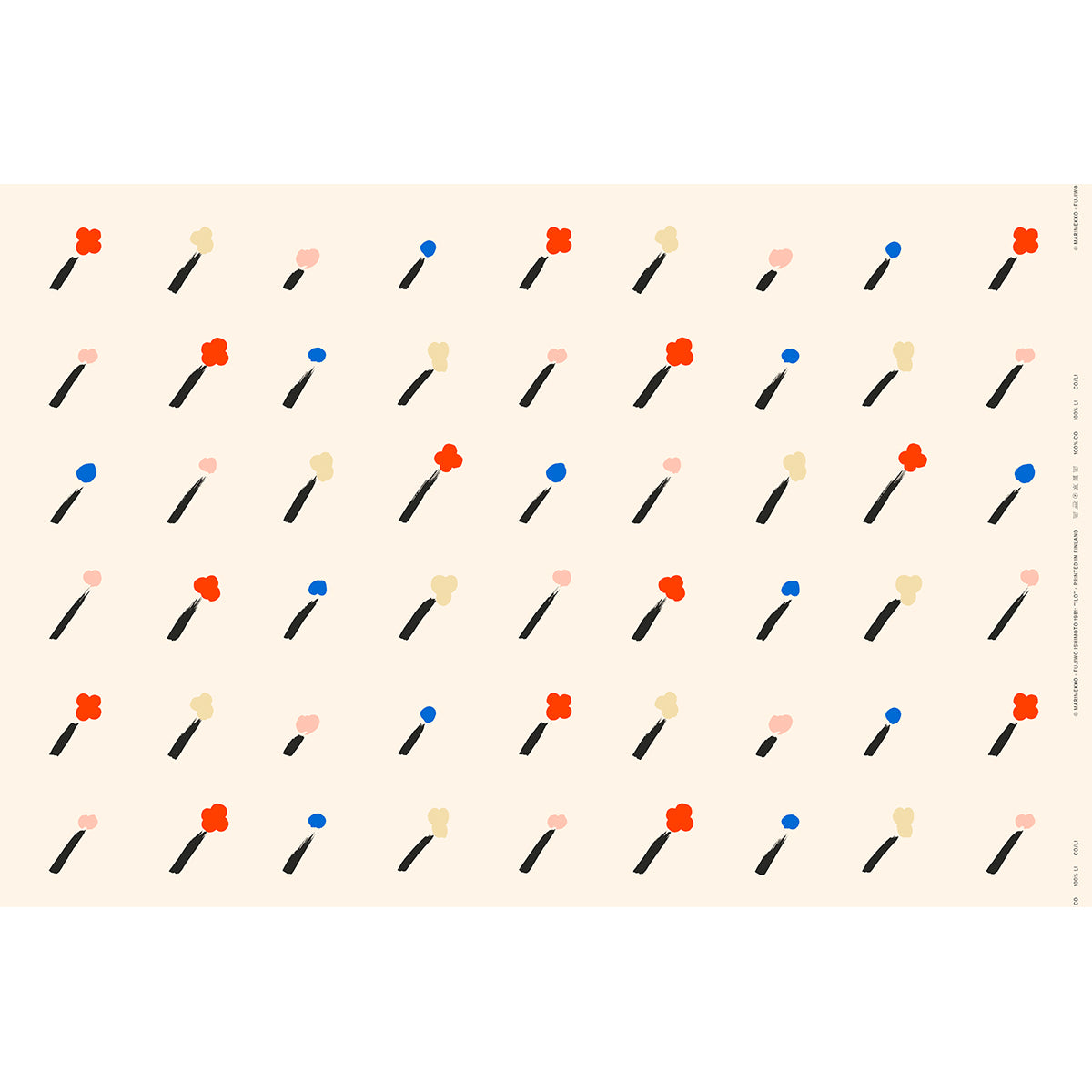 Marimekko Ilo Cream / Black / Multi Cotton Fabric