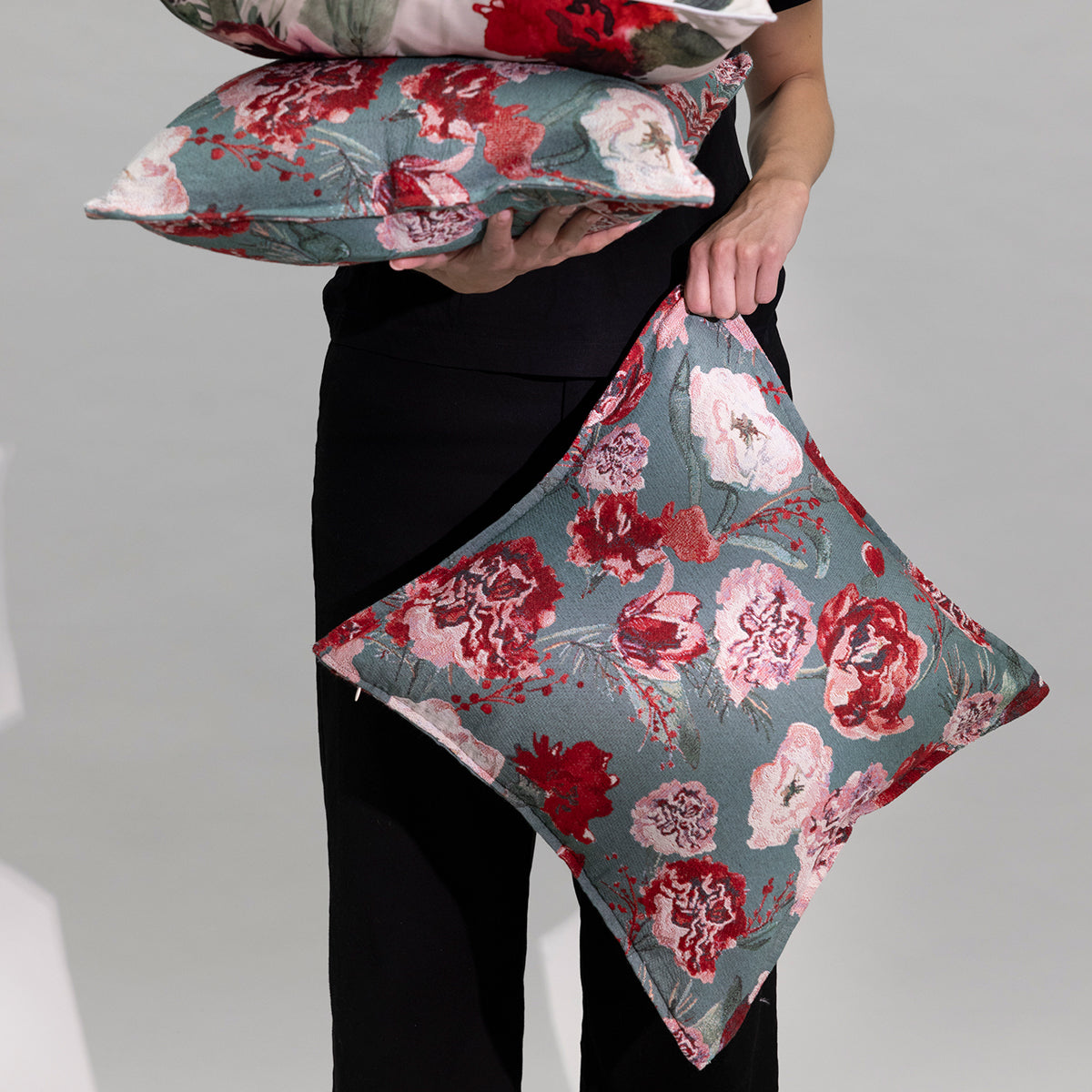 Pentik Kimara Green / Red Tapestry Throw Pillow