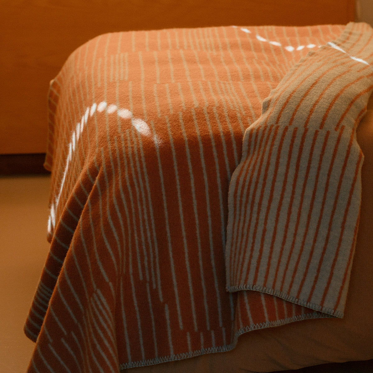 Lapuan Kankurit Aurora Cinnamon / Light Blue Wool Throw Blanket