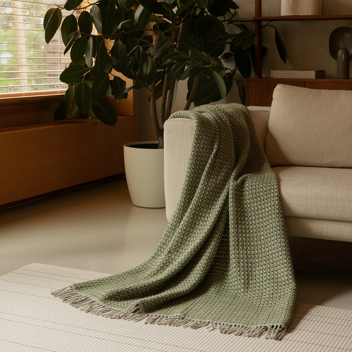 Lapuan Kankurit Havas Olive Green / gray Wool Throw Blanket