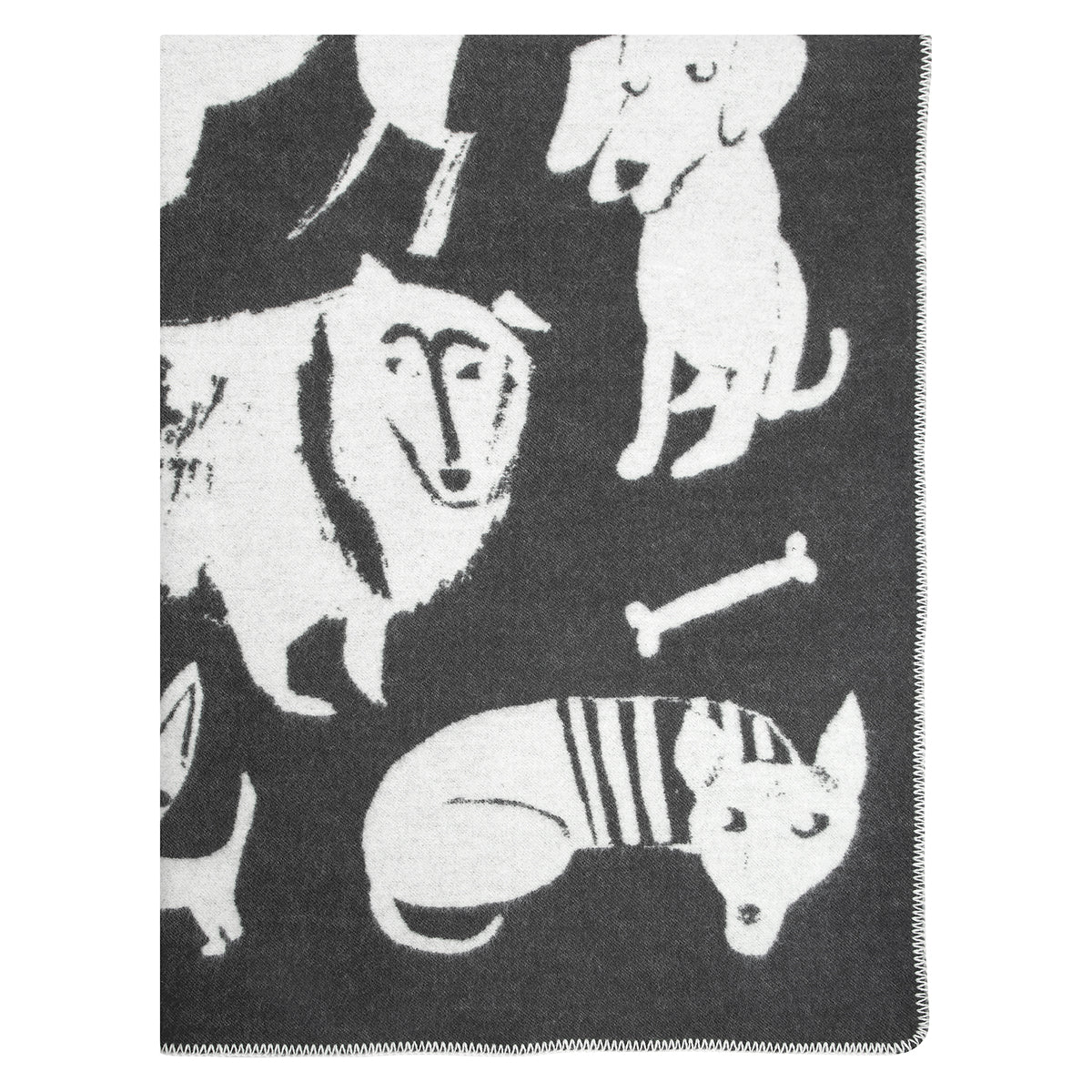 Lapuan Kankurit Koirapuisto Dark Grey / White Wool Throw Blanket