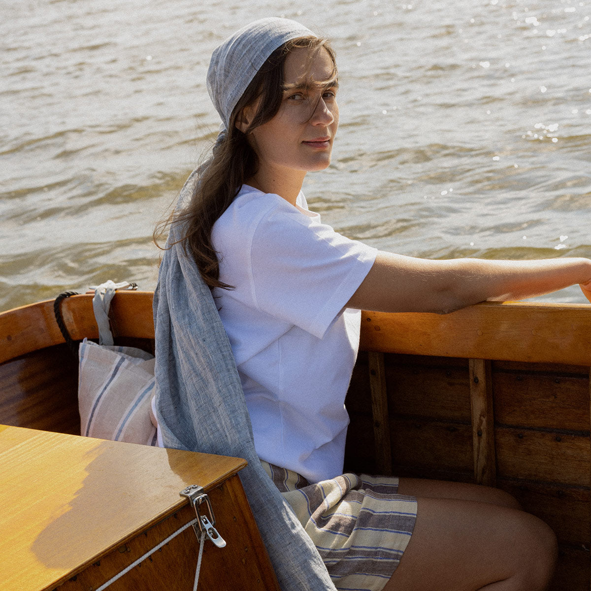 Lapuan Kankurit Lempi Melange Dark Blue Linen Scarf