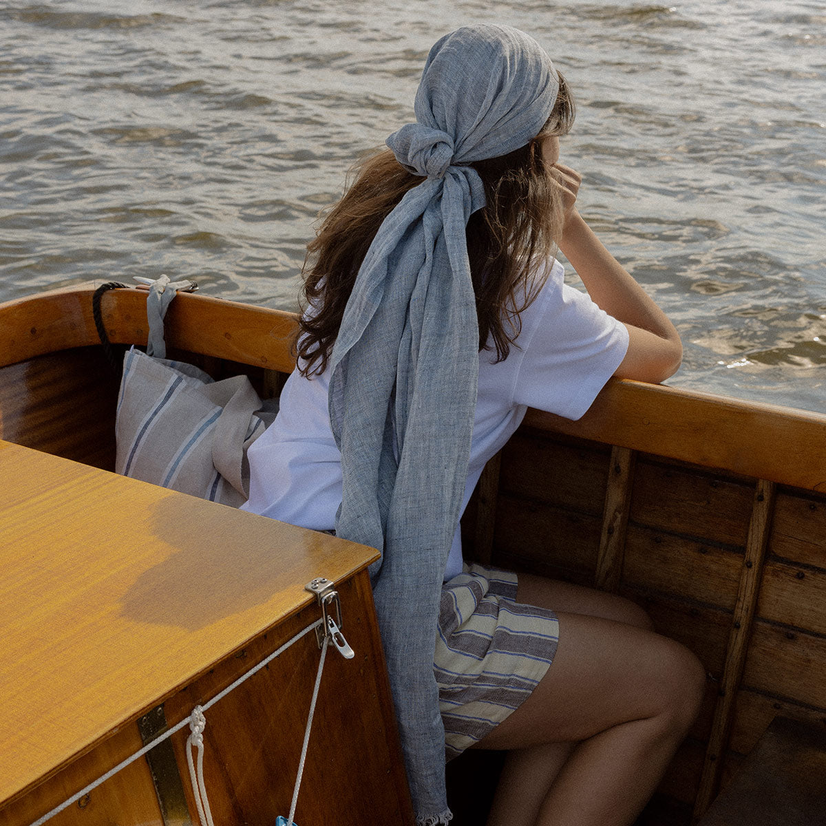 Lapuan Kankurit Lempi Melange Dark Blue Linen Scarf