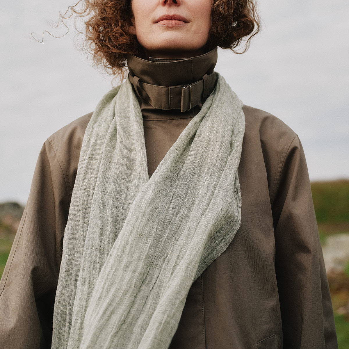 Lapuan Kankurit Lempi Melange Dark Green Linen Scarf