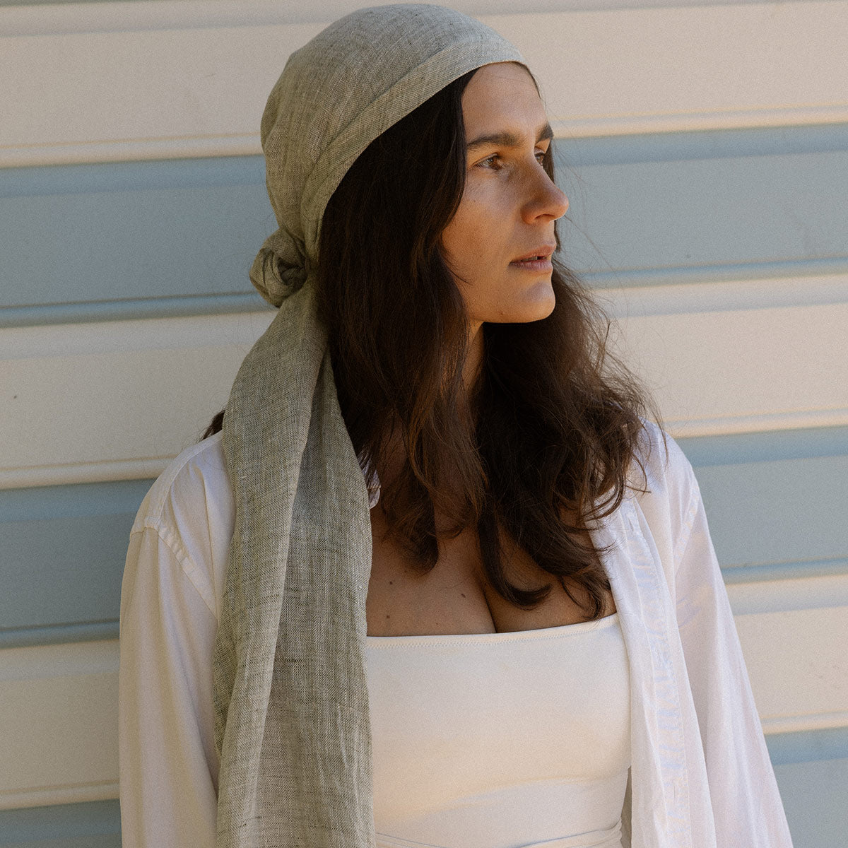 Lapuan Kankurit Lempi Melange Dark Green Linen Scarf
