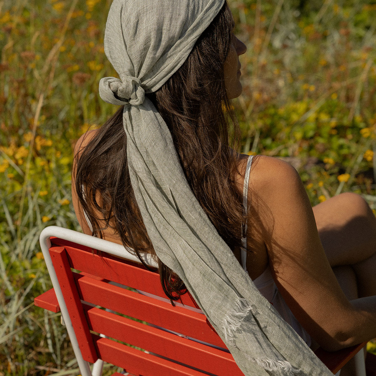 Lapuan Kankurit Lempi Melange Dark Green Linen Scarf