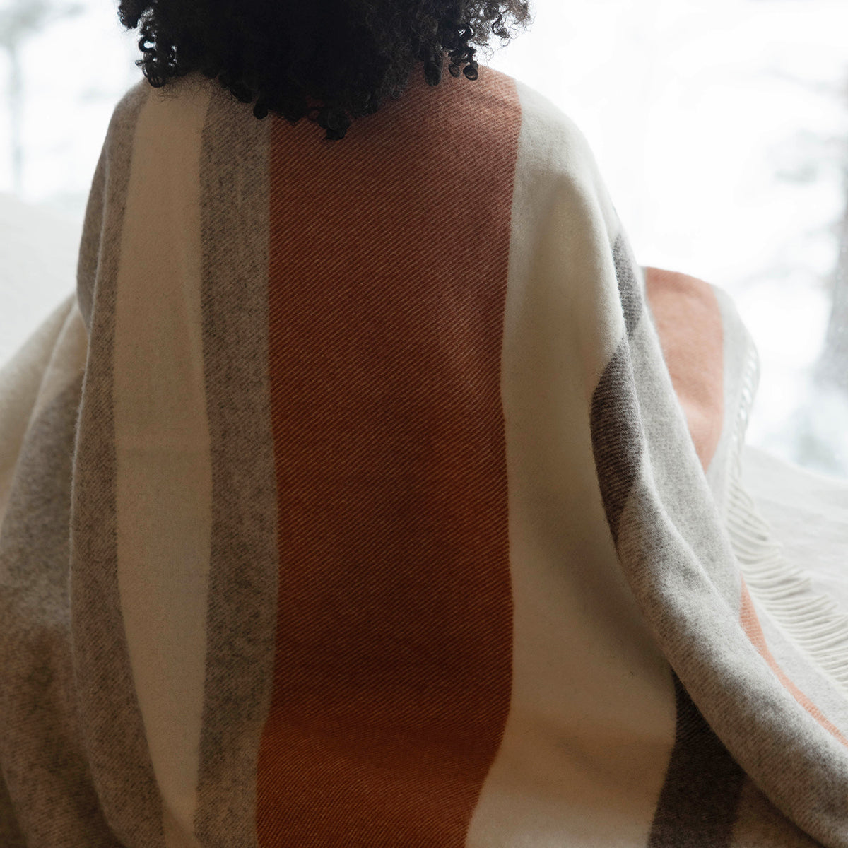 Lapuan Kankurit Lakeus Cream / Grey / Cinnamon Wool Throw Blanket