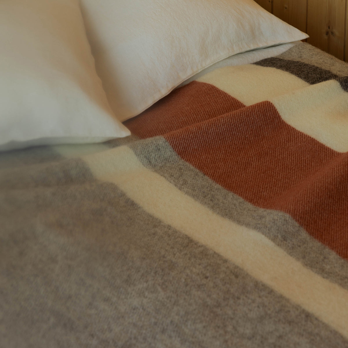 Lapuan Kankurit Lakeus Cream / Grey / Cinnamon Wool Throw Blanket
