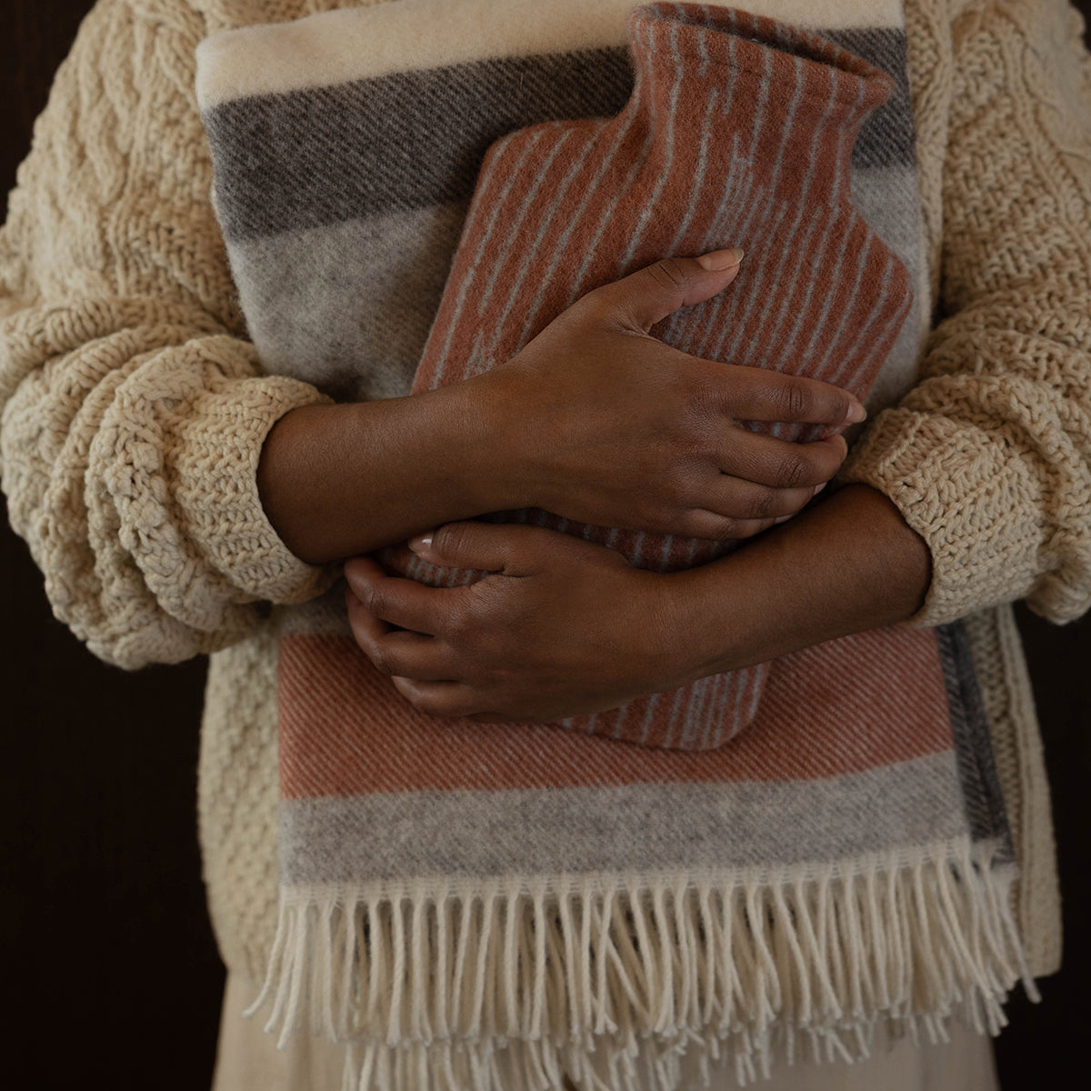 Lapuan Kankurit Lakeus Cream / Grey / Cinnamon Wool Throw Blanket