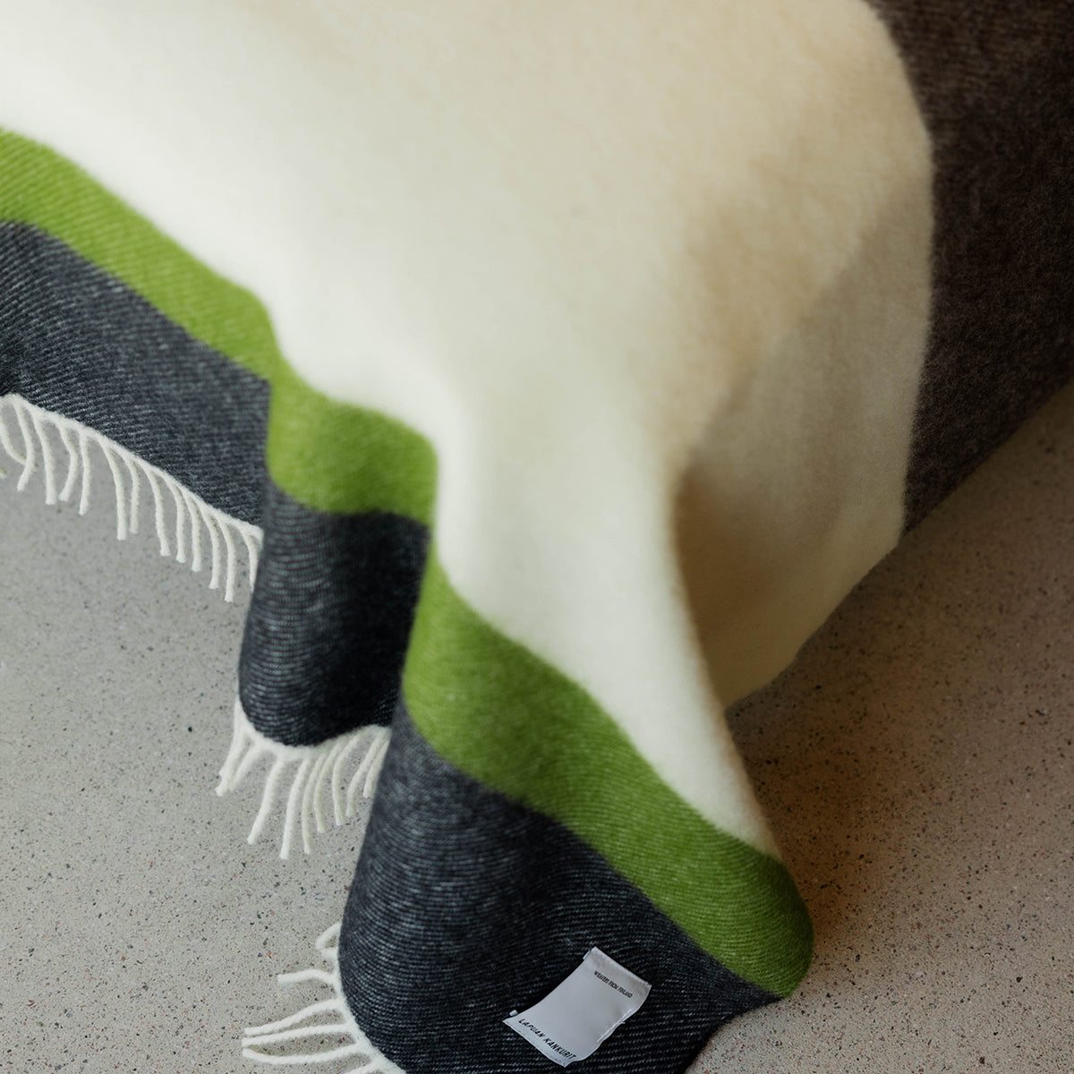 Lapuan Kankurit Lakeus Cream / Grey / Olive Wool Throw Blanket