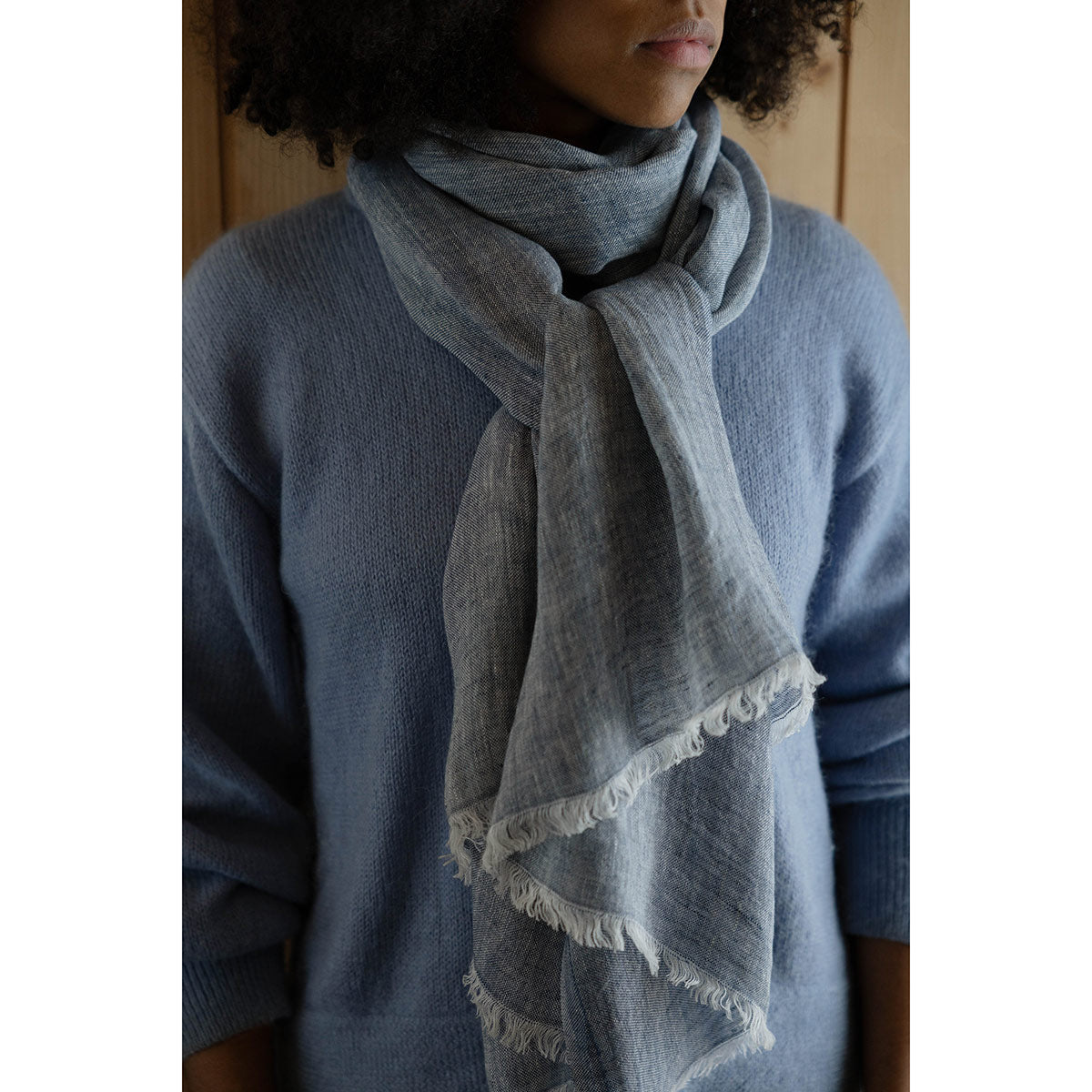 Lapuan Kankurit Lempi Melange Dark Blue Linen Scarf