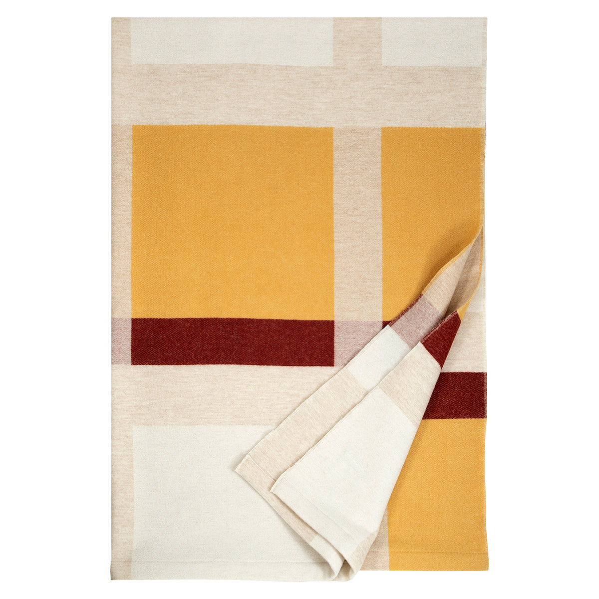 Lapuan Kankurit Ruusa Ochre / Cream / Cinnamon Wool Throw Blanket