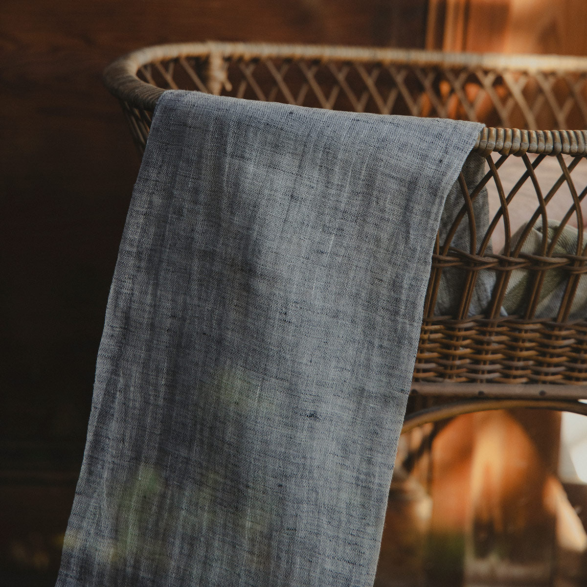 Lapuan Kankurit Lempi Melange Dark Blue Linen Scarf