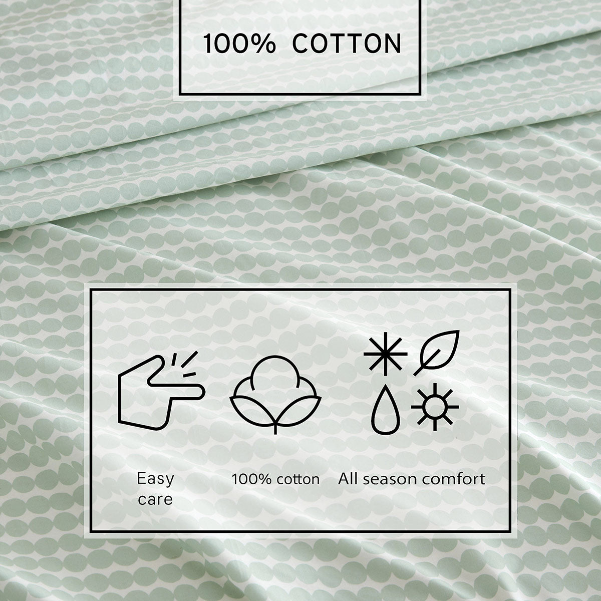 Marimekko Pikku Rasymatto Light Green / Off White King Sheet Set