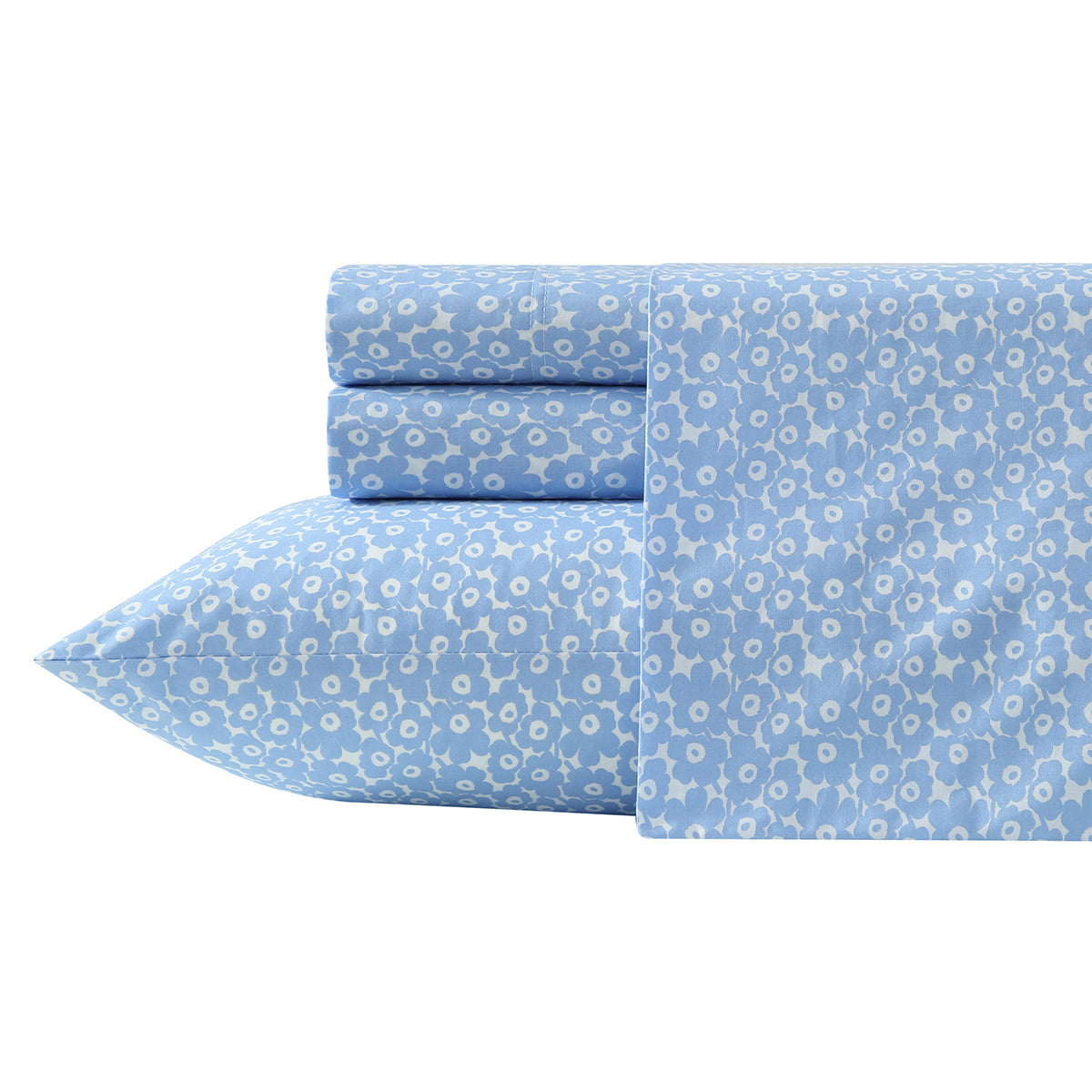 Marimekko Pikkuinen Unikko Blue / White King Sheet Set