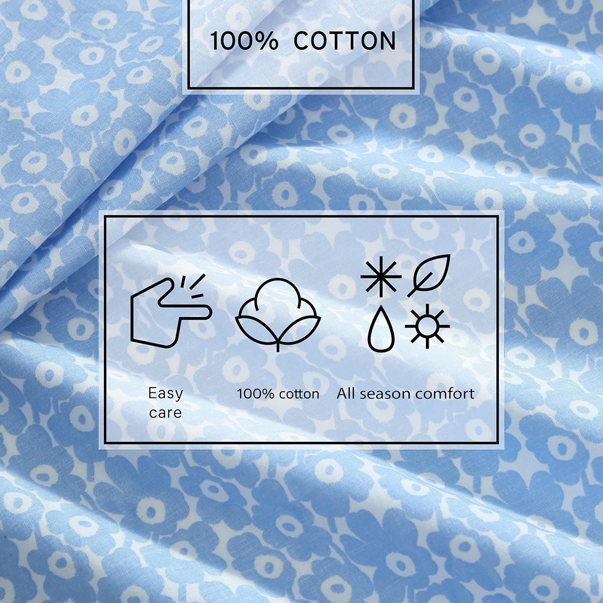 Marimekko Pikkuinen Unikko Blue / White Full Sheet Set