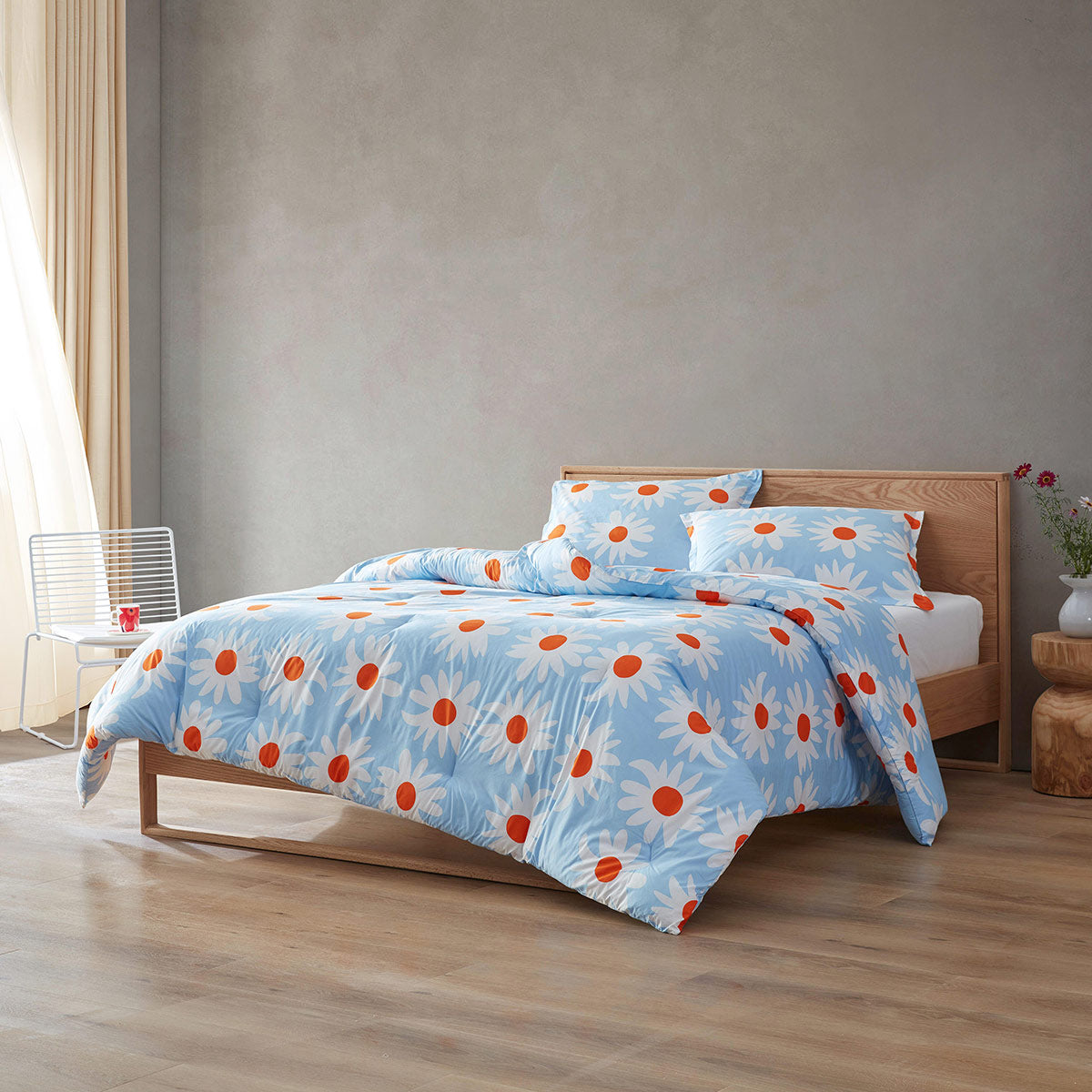 Marimekko Rakastaa Ei Rakasta Light Blue / Orange Duvet Cover Set - Full / Queen