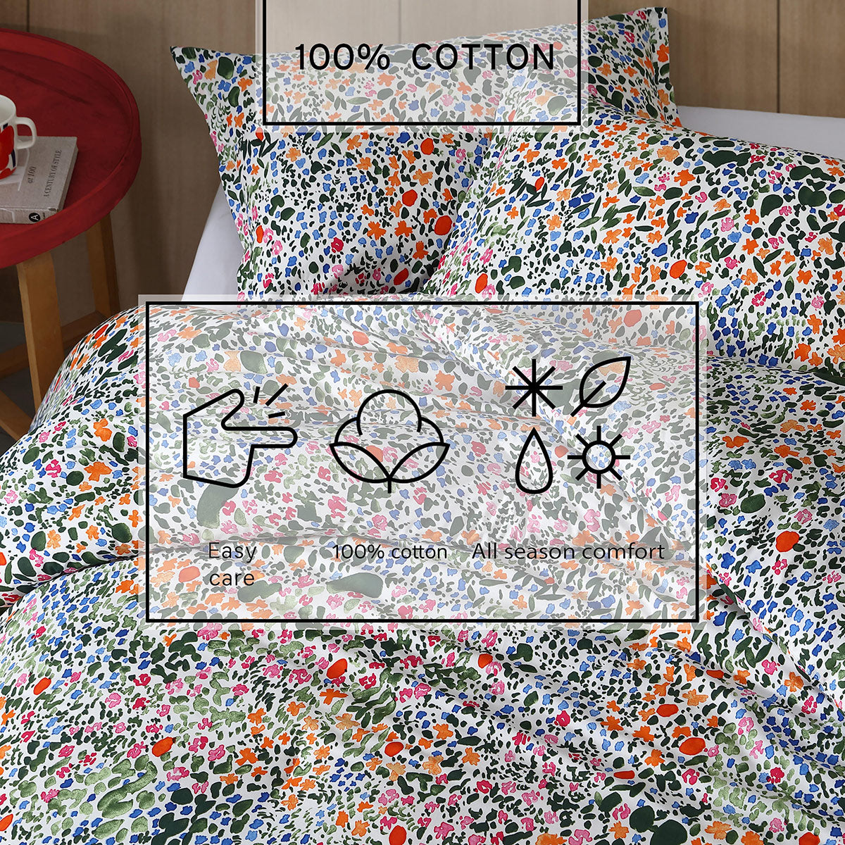 Marimekko Rantaniitty Orange / Green / Multi Duvet Cover Set - King