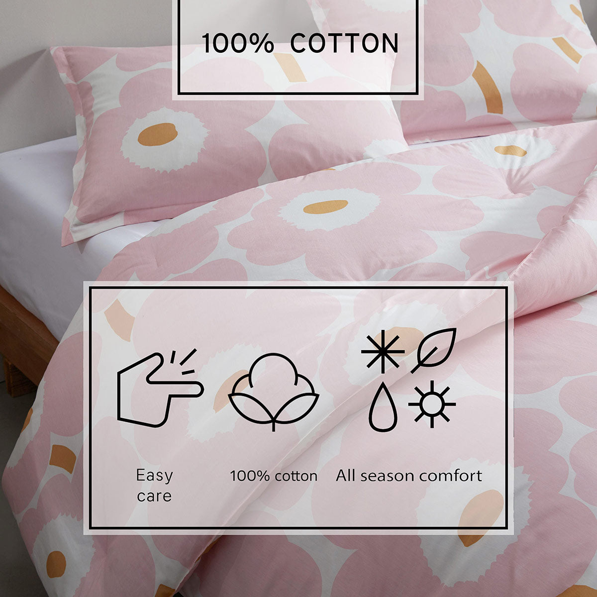 Marimekko Unikko Light Pink Duvet Cover Set - Full / Queen