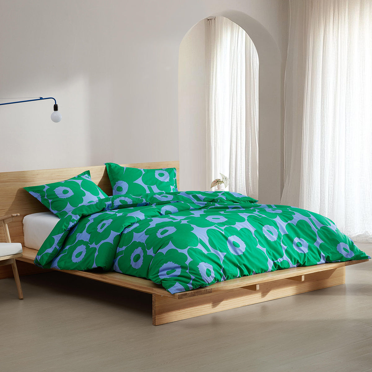 Marimekko Unikko Green / Blue Duvet Cover Set - Full / Queen