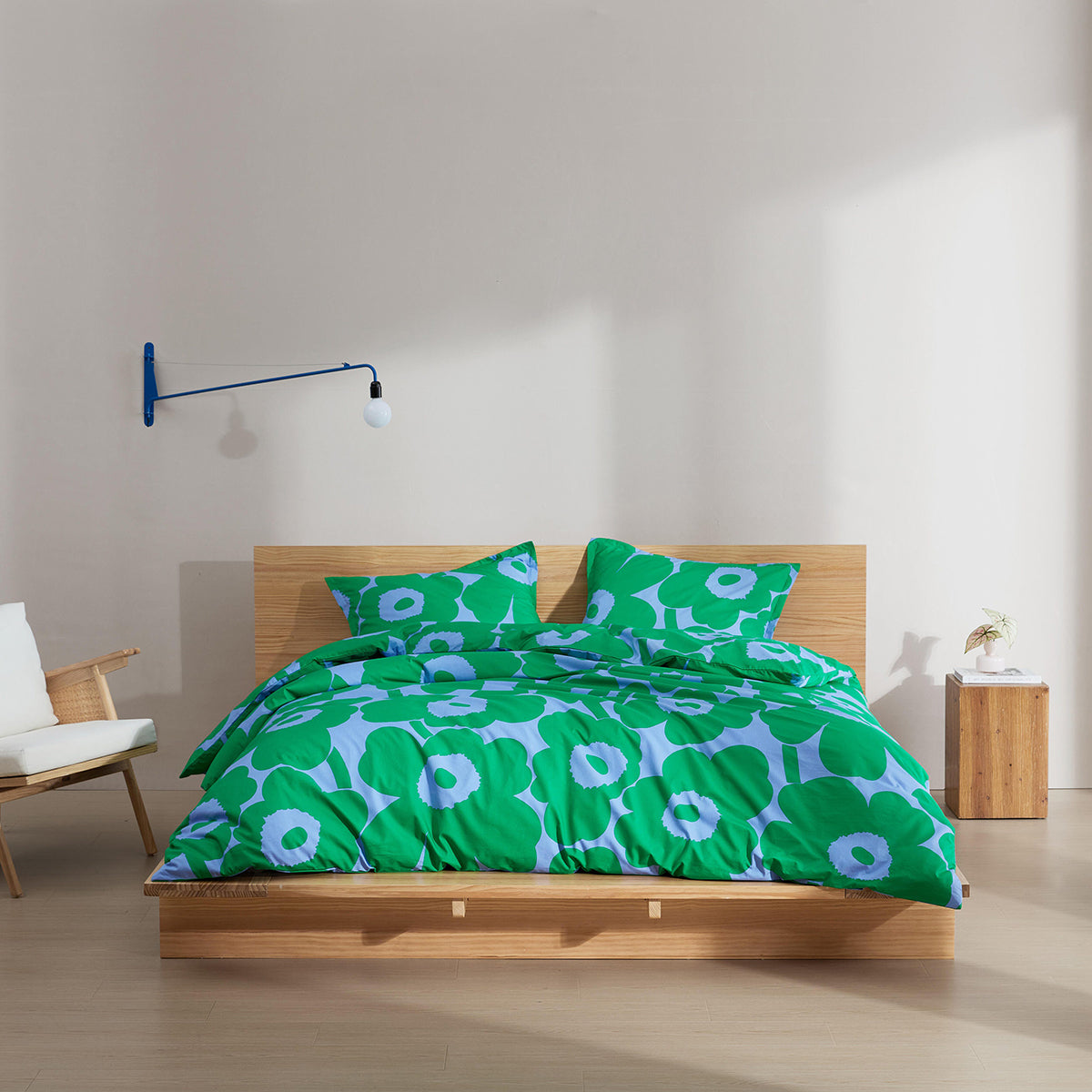 Marimekko Unikko Green / Blue Duvet Cover Set - Full / Queen