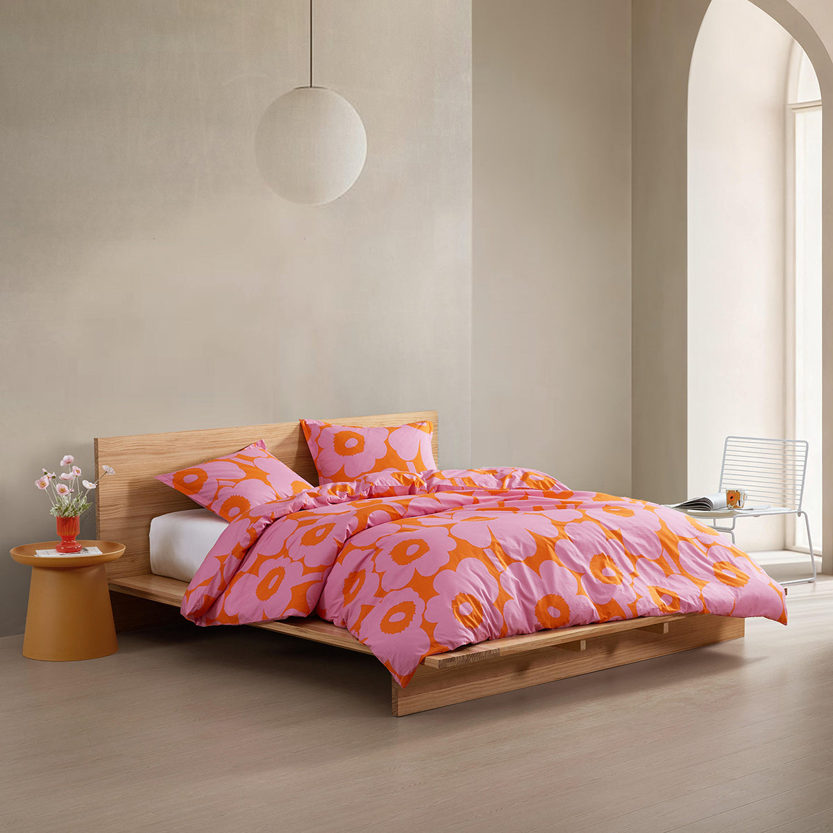 Marimekko Unikko Pink / Orange Duvet Cover Set - King