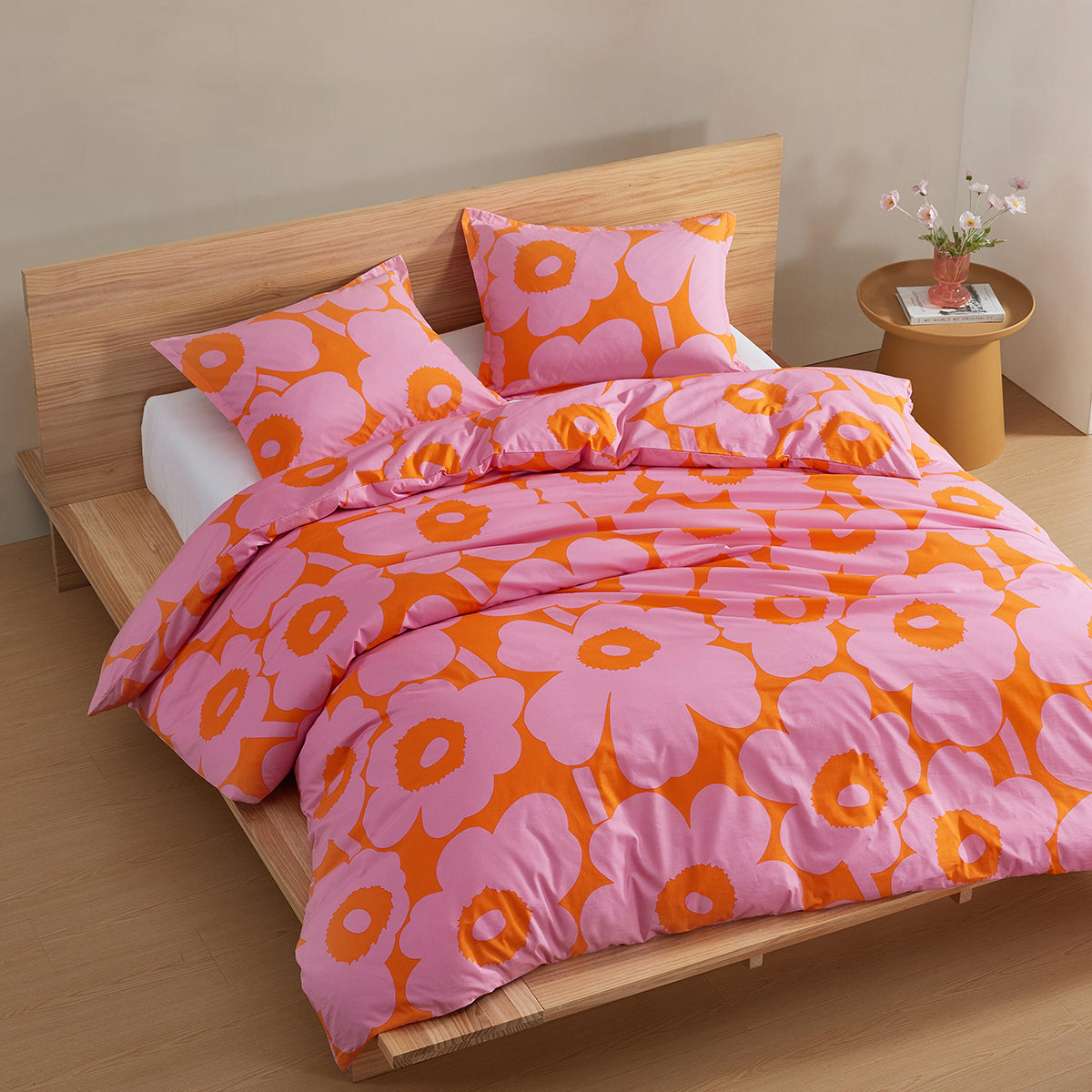 Marimekko Unikko Pink / Orange Duvet Cover Set - King