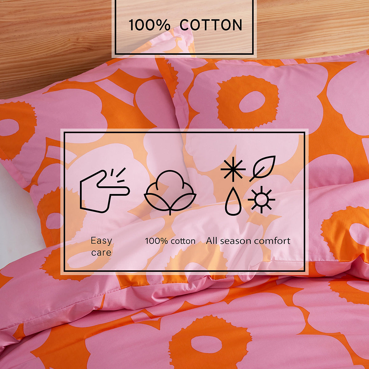 Marimekko Unikko Pink / Orange Duvet Cover Set - King