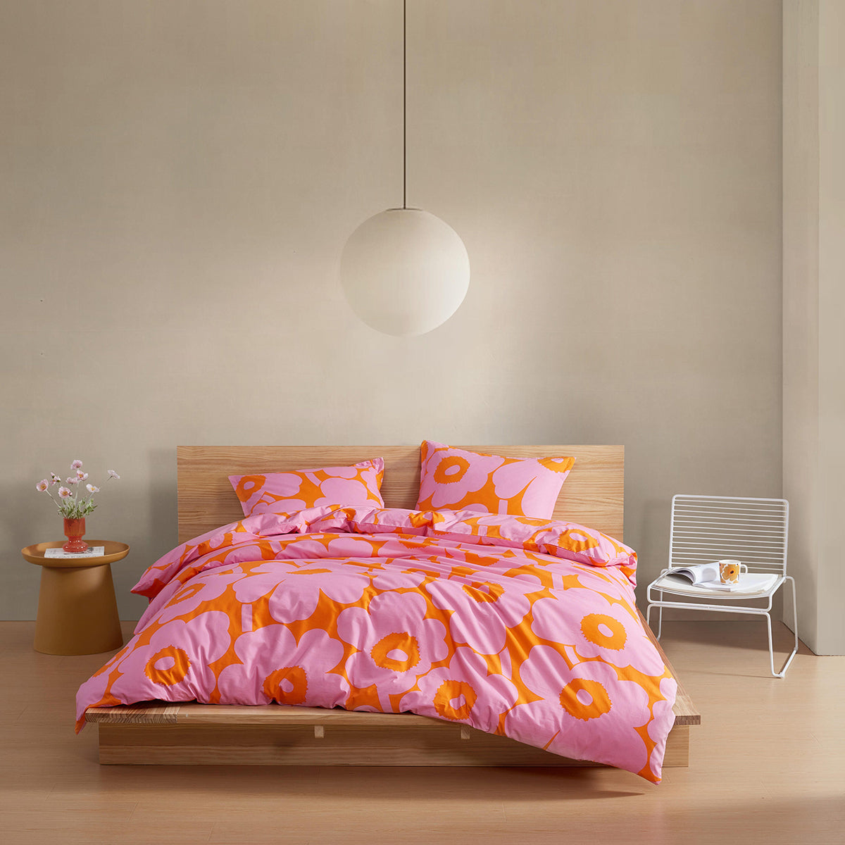 Marimekko Unikko Pink / Orange Duvet Cover Set - King
