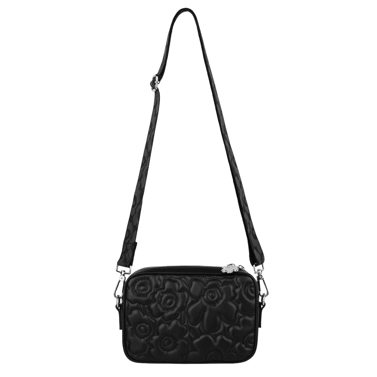 Marimekko Unikko Soft Gratha Black Leather Shoulder Bag