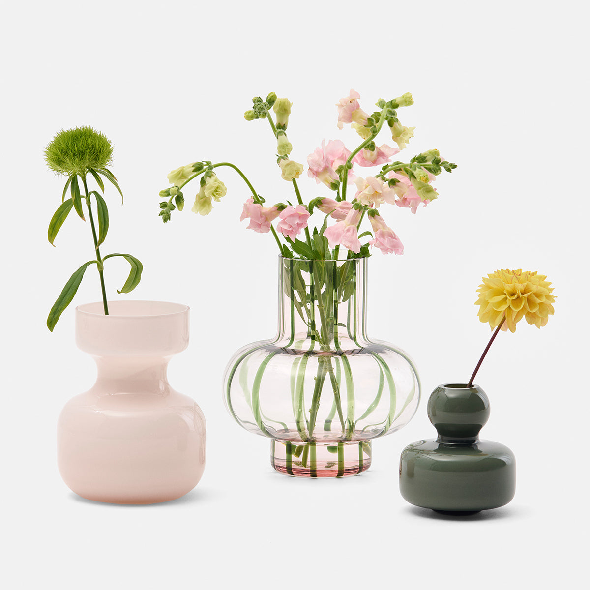 Marimekko Umpu Light Pink / Green Glass Vase