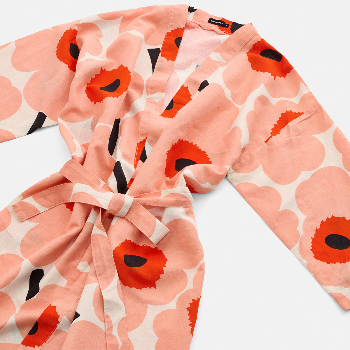Marimekko Unikko Coral / Off White / Red Bathrobe