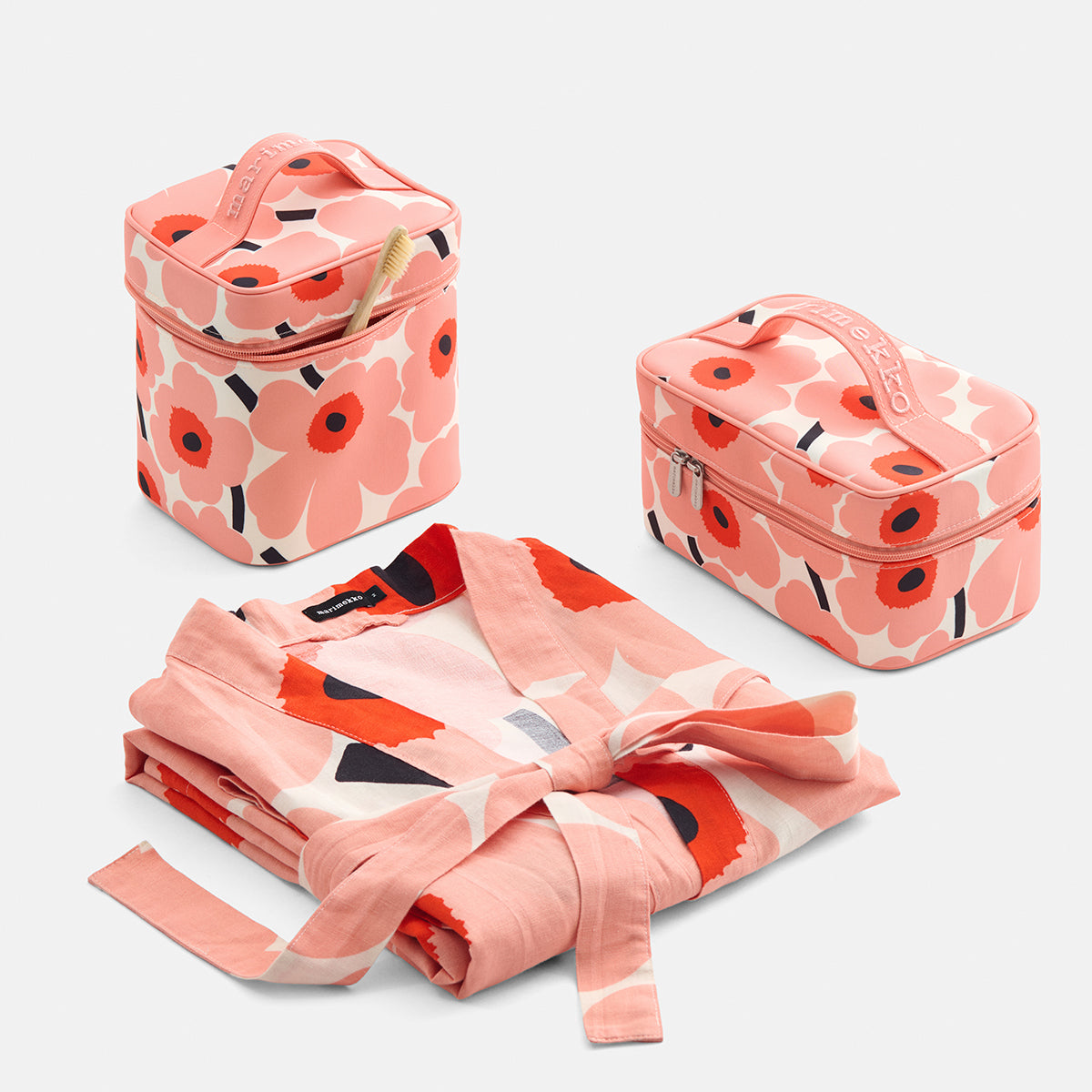 Marimekko Unikko Coral / Off White / Charcoal Tuttu Cosmetic Bag